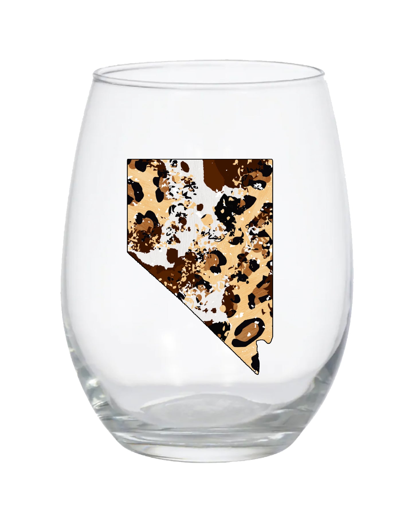 Nevada Leopard Stemless Wine Glass