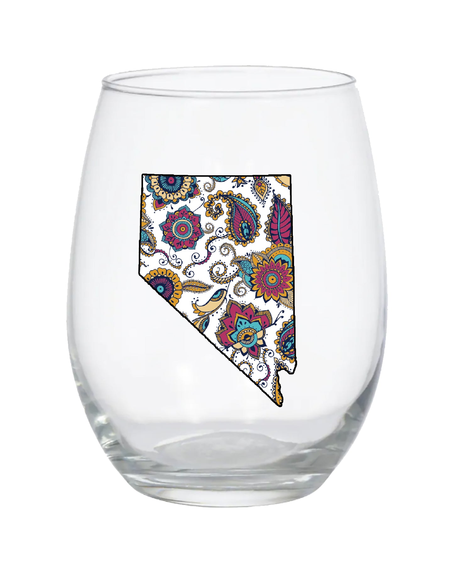 Nevada Paisley Stemless Wine Glass
