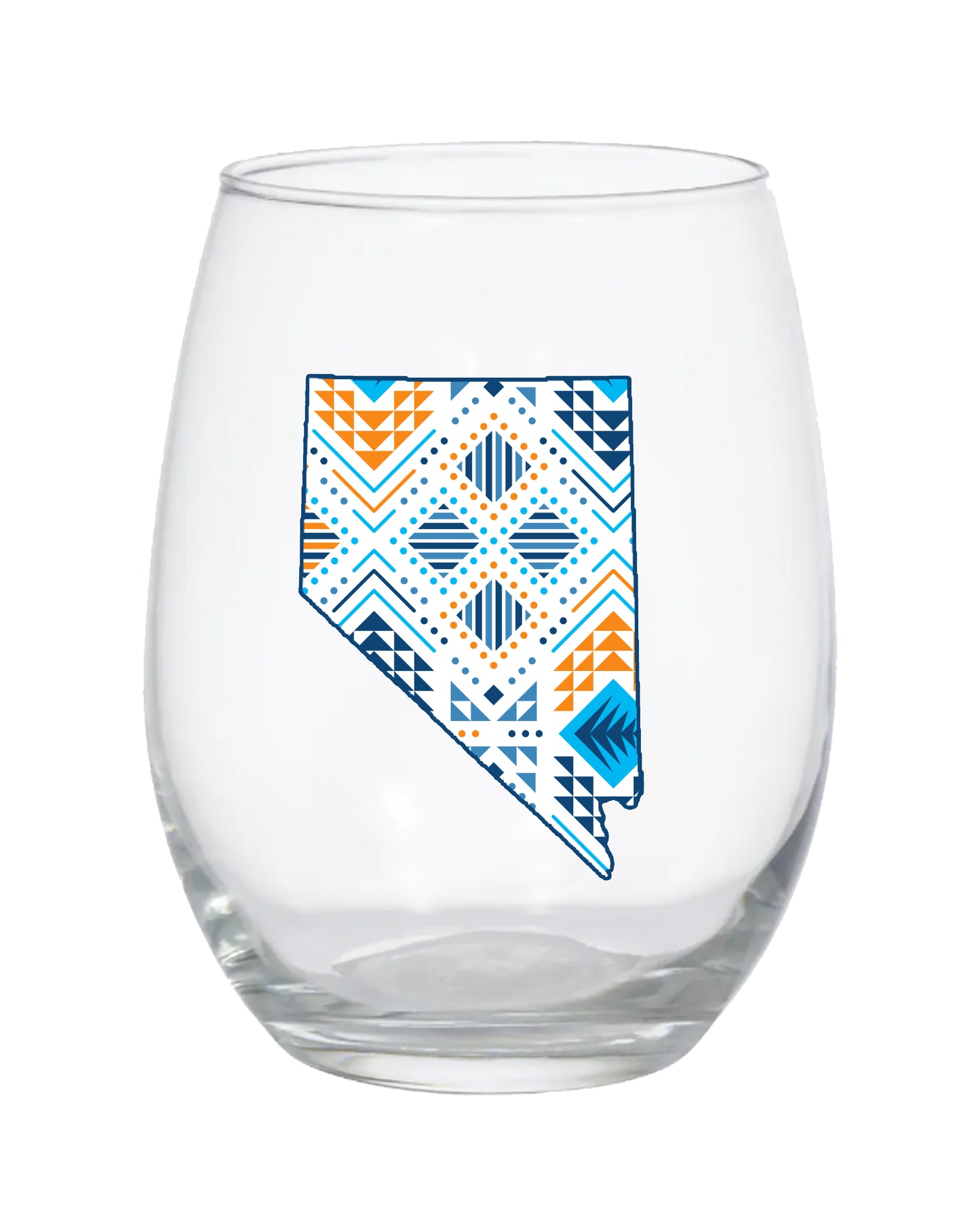 Nevada Aztec Stemless Wine Glass: Tribal Pattern Decal
