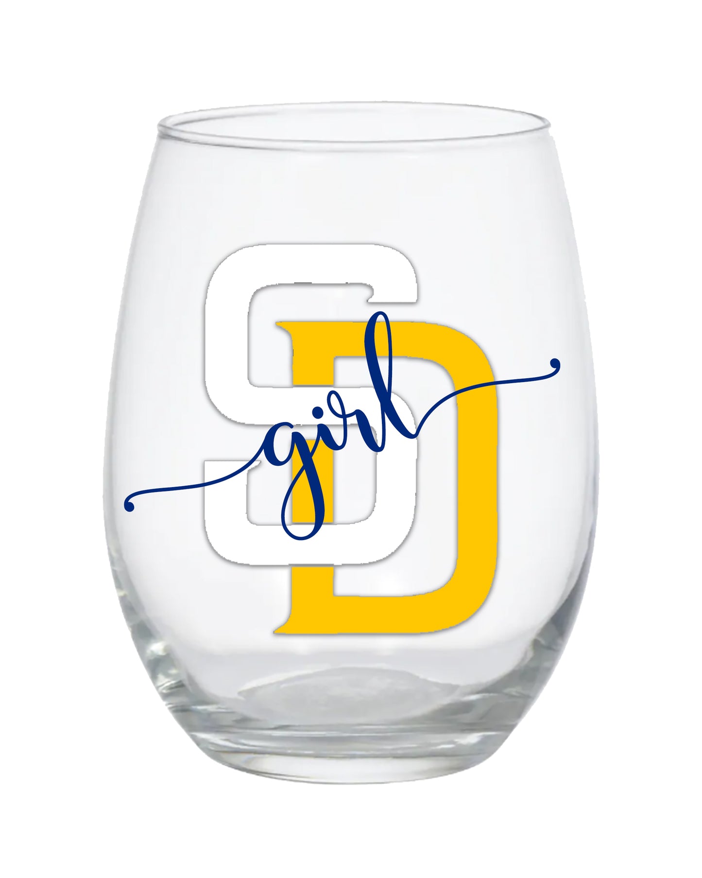 San Diego Padres Girl Stemless Wine Glass