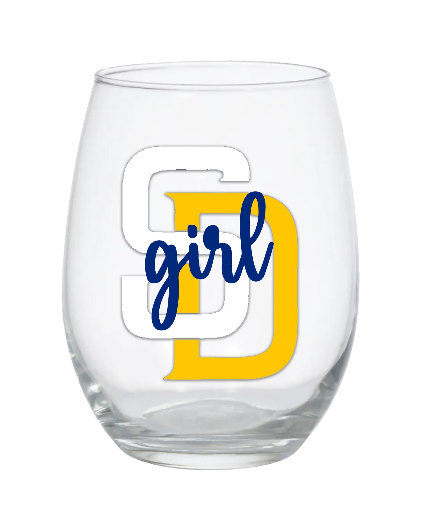 San Diego Padres Girl Stemless Wine Glass