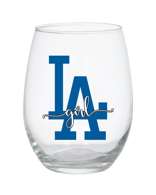LA Dodgers Girl Stemless Wine Glass