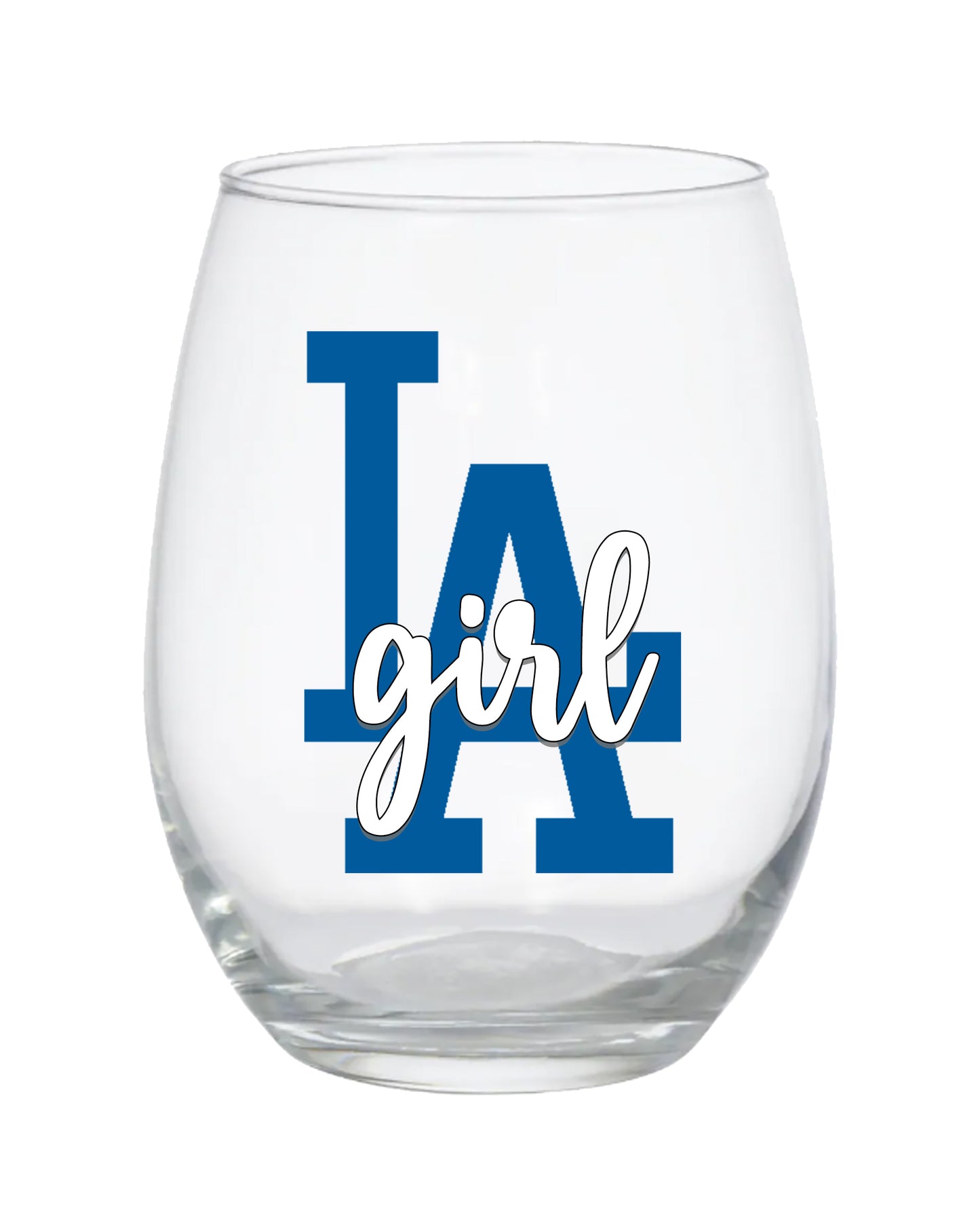 LA Dodgers Girl Stemless Wine Glass