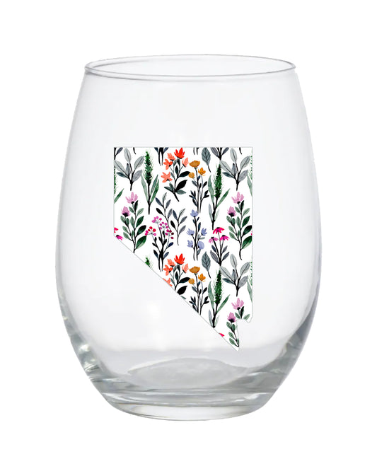 Nevada Wildflower Stemless Wine Glass