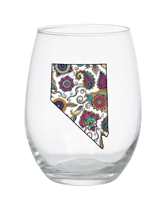 Nevada Paisley Stemless Wine Glass