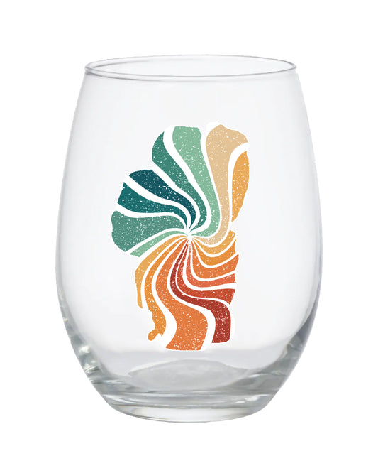 Retro Vintage Lake Tahoe Stemless Wine Glass
