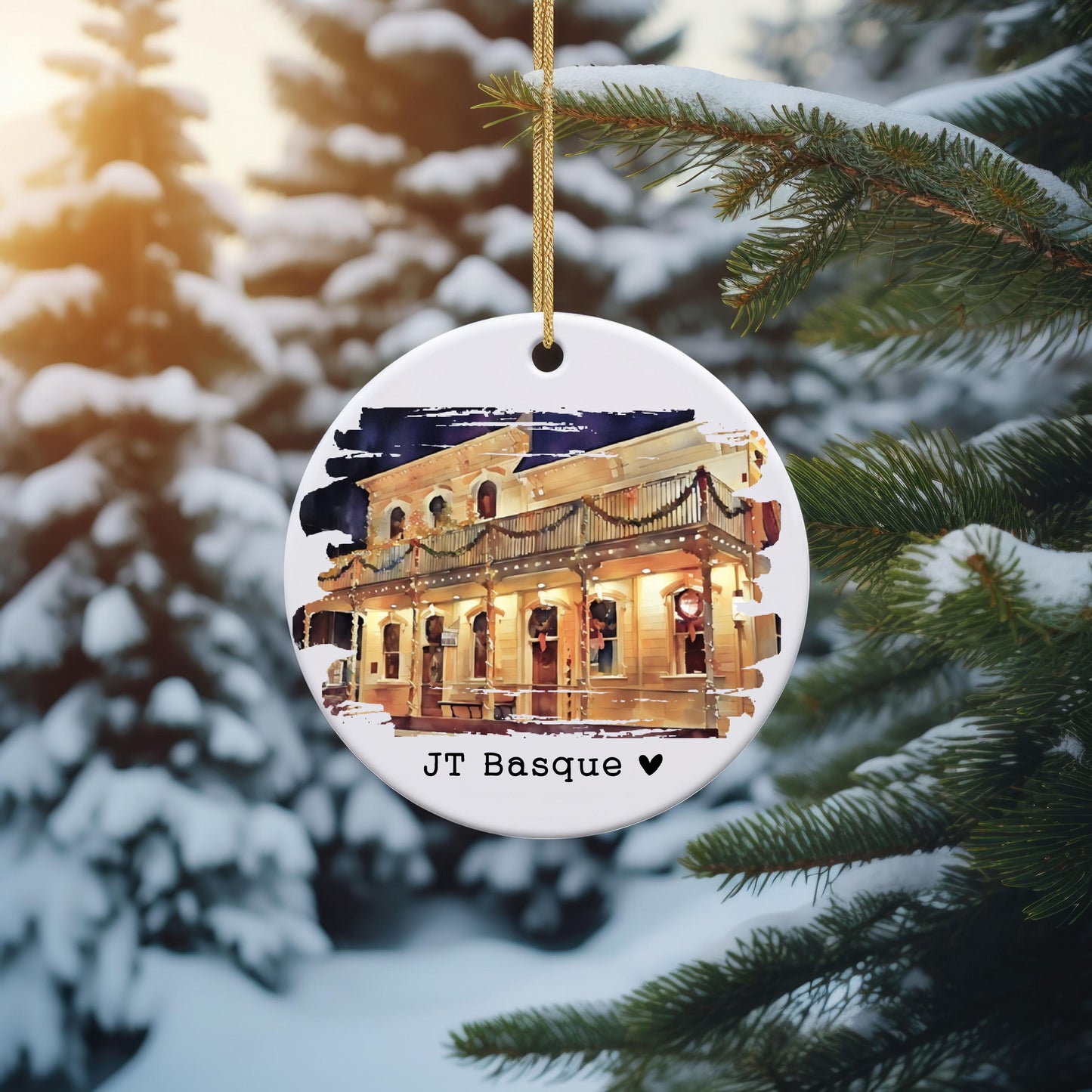 Custom Watercolor Business Ornament