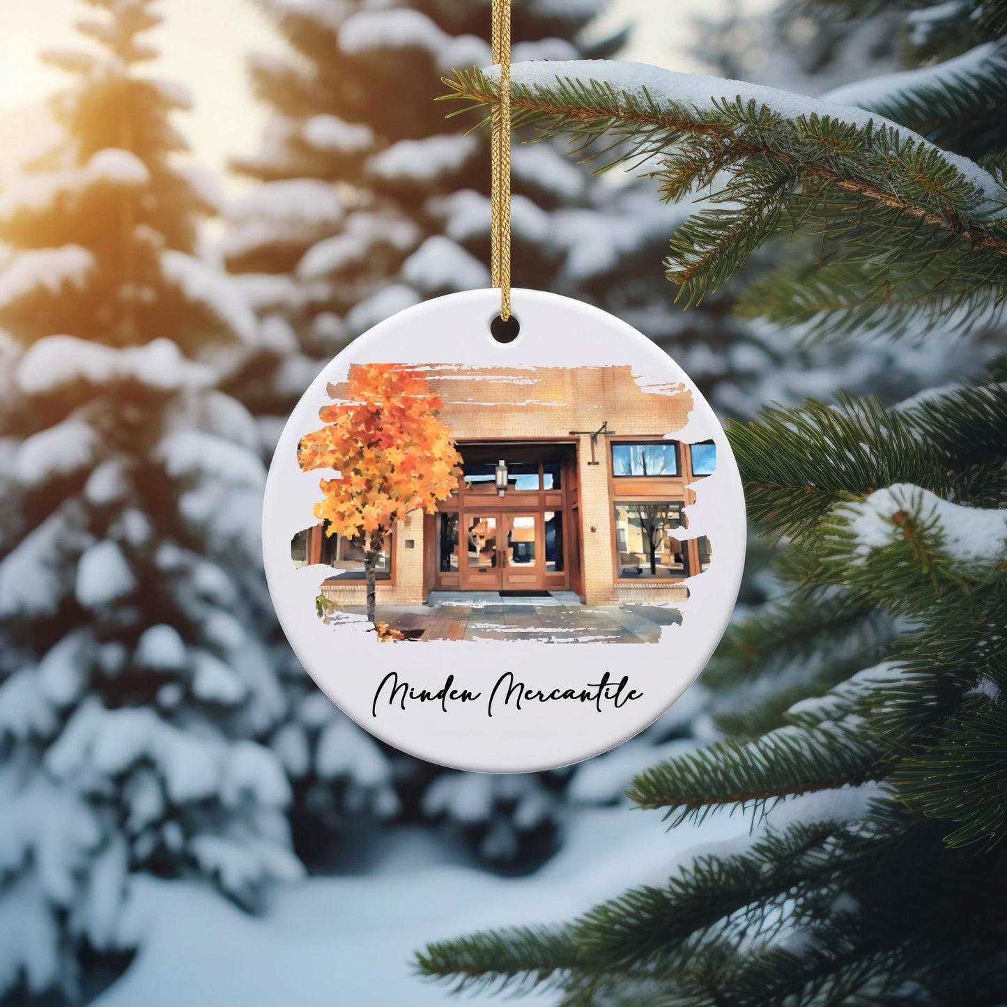 Custom Watercolor Business Ornament